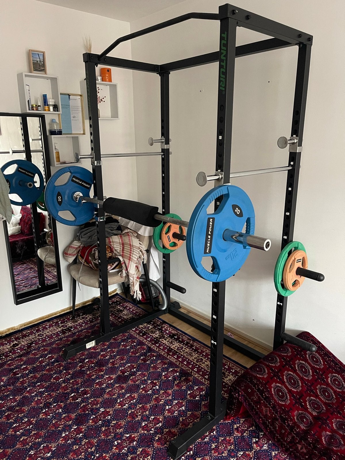 Tunturi Power Rack met Halterstang en Gewichten, Ophalen, Zo goed als nieuw, Armen, Overige typen