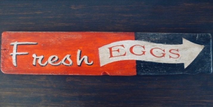 Handgeschilderd paneel/sign/Amerikaans/pub/bord/Fresh Eggs, Reclamebord, Ophalen of Verzenden, Zo goed als nieuw, B6