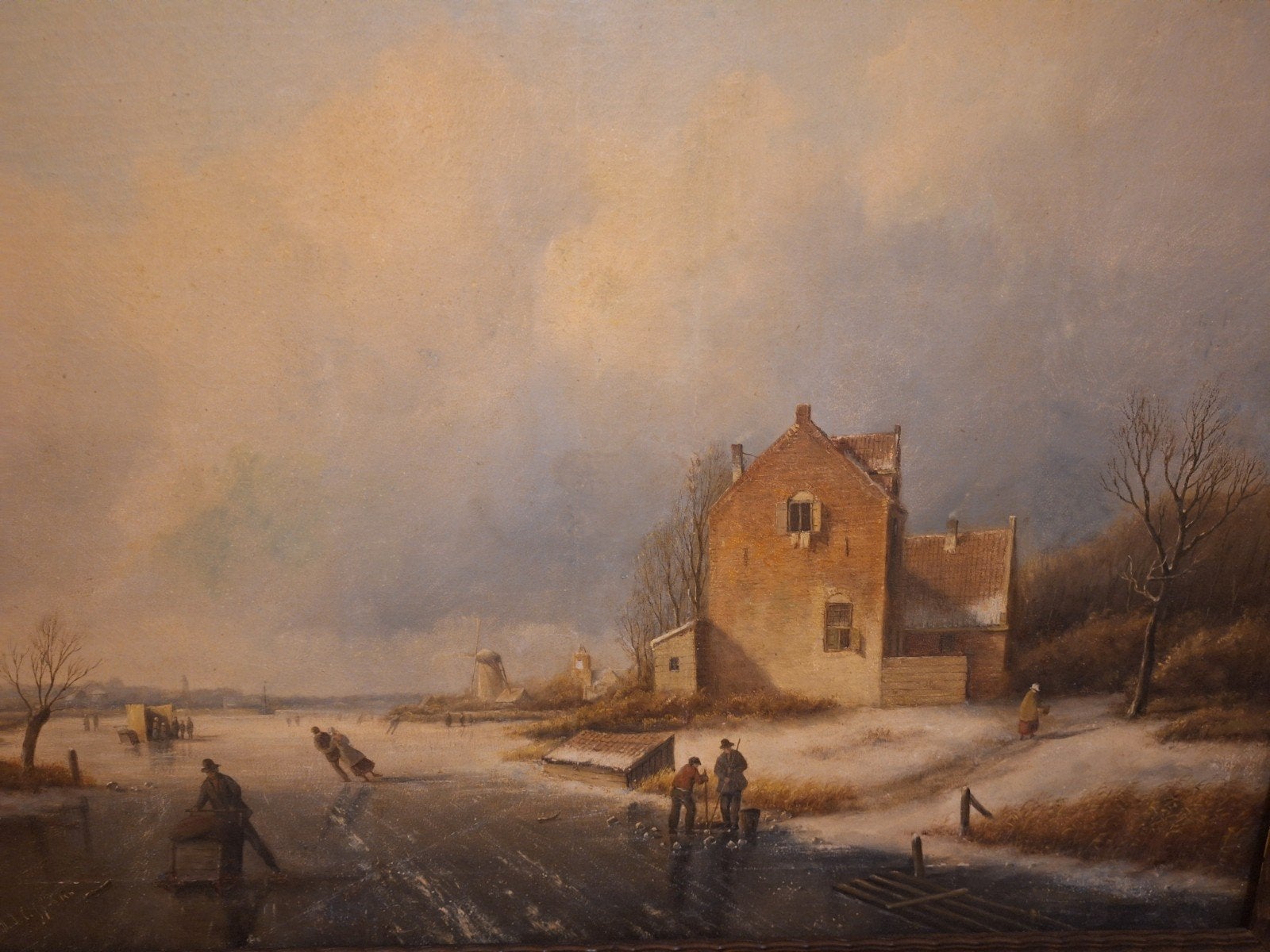 Groot Winterlandschap door J.J.C. Spohler, Ophalen, Doek, Landschap, Klassiek