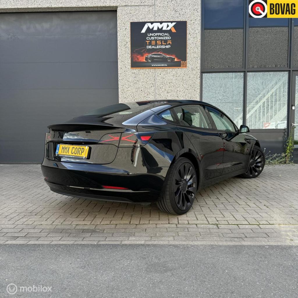 Tesla Model 3 Performance + MMX Pack + FSD + IAP, Auto's, Tesla, Automaat, Zwart, Zwart, Leder