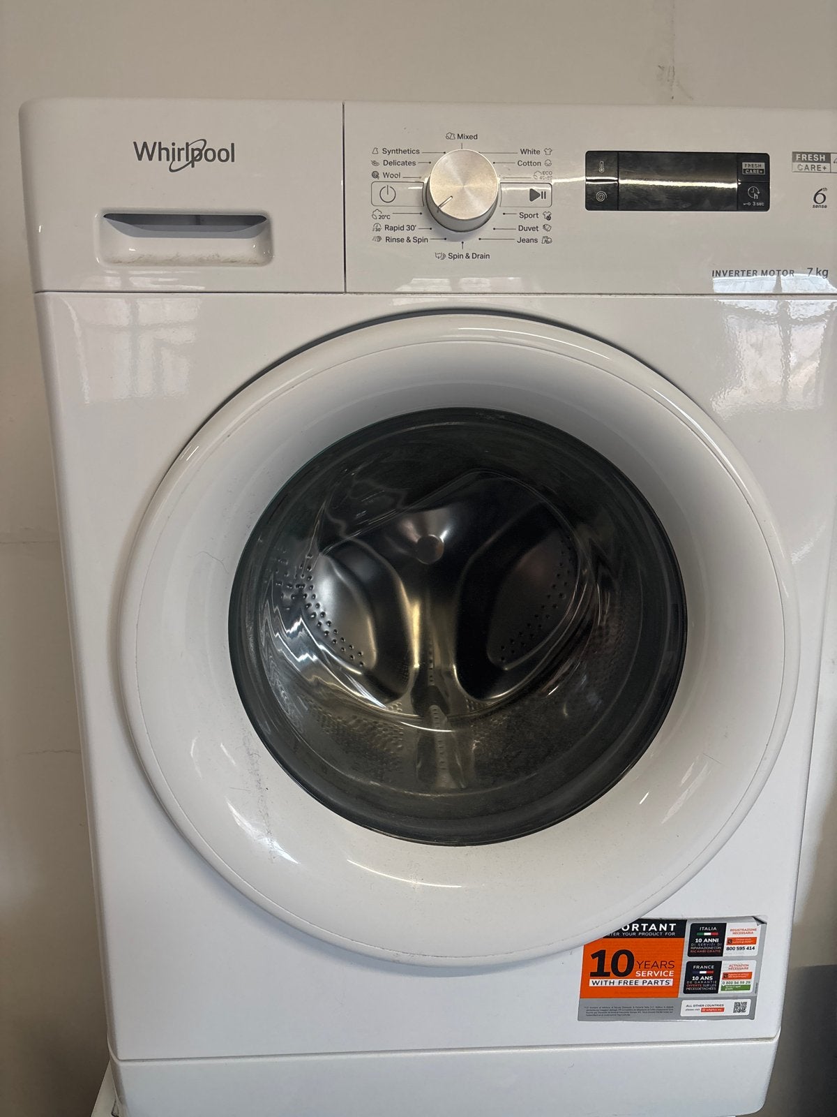 Whirlpool Wasmachine 7kg Inverter Motor, Ophalen of Verzenden, Zo goed als nieuw, Voorlader, Kort programma