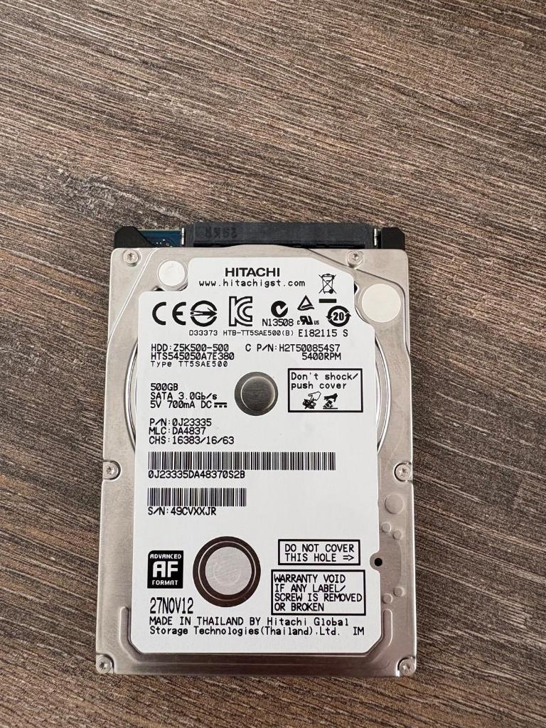 Hitachi HDD: Z5K500-500 500GB, Computers en Software, Harde schijven, Gebruikt, Ophalen of Verzenden, Laptop, Hitachi