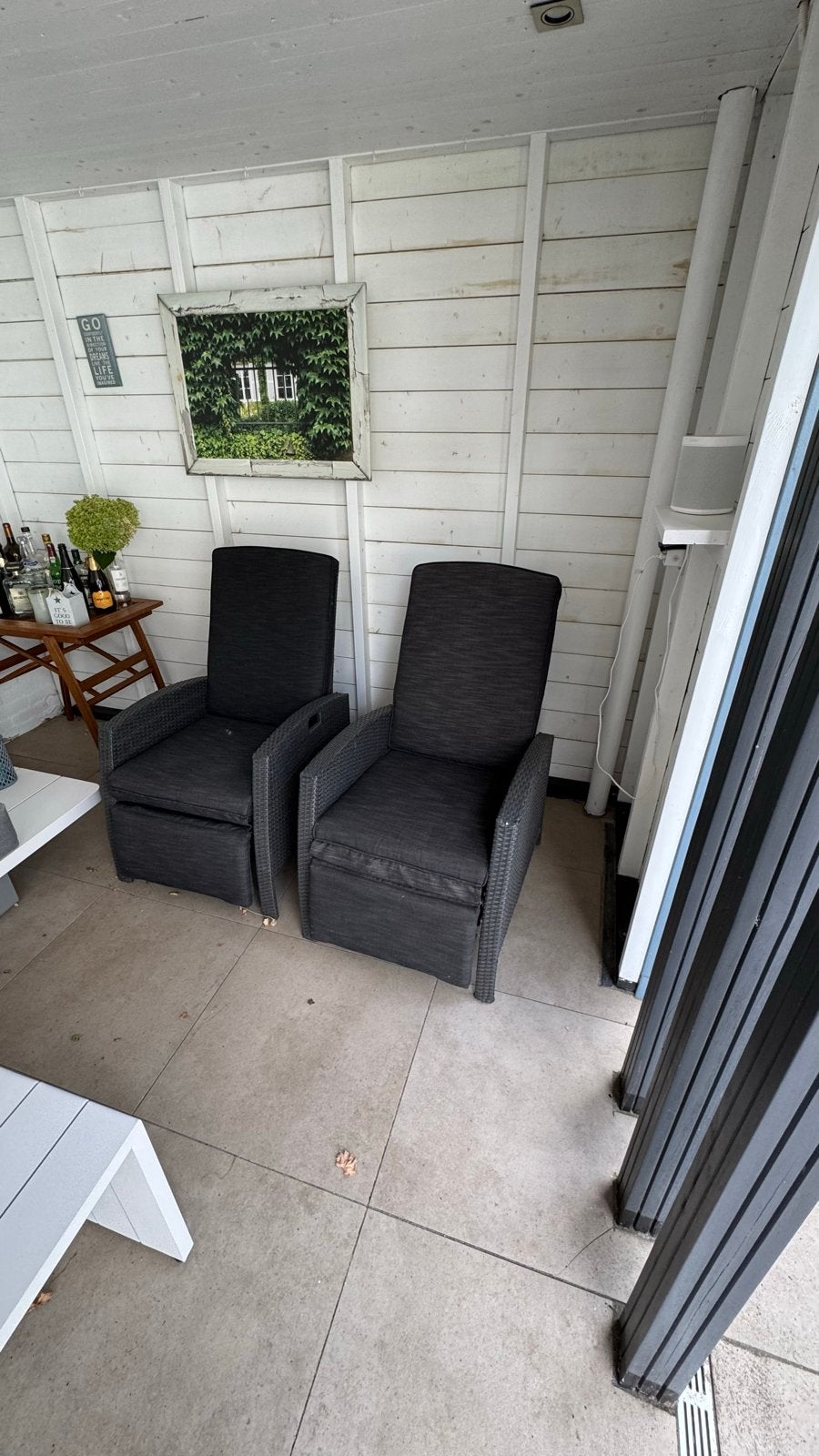 Verstelbare Wicker Tuinstoelen met Voetensteun en Kussens, Ophalen, Gebruikt, Wicker, Verstelbaar