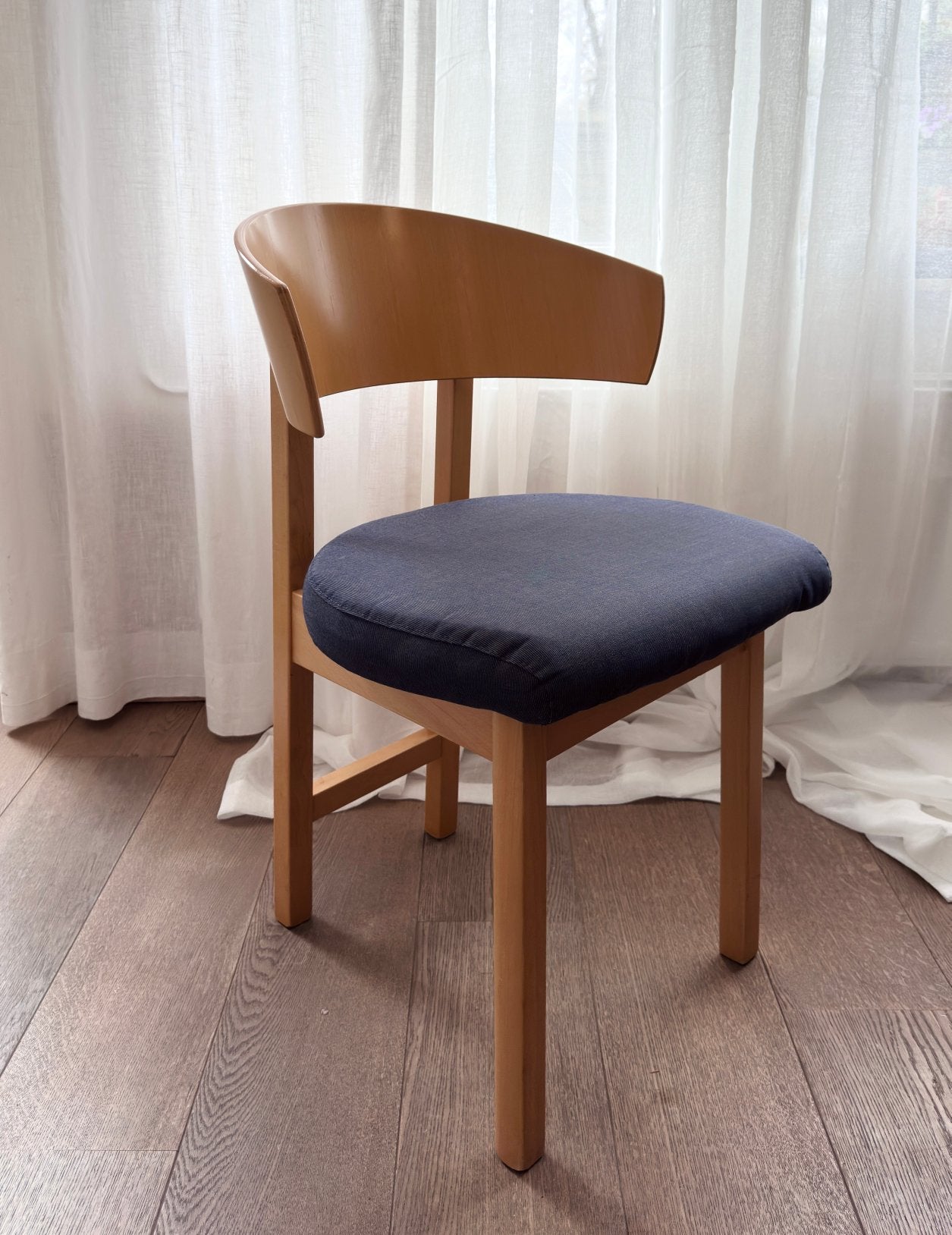 Vintage Houten Stoel IKEA Niels Gammelgaard Jaren 80 japandi, Huis en Inrichting, Ophalen, Zo goed als nieuw, Stof, Eén