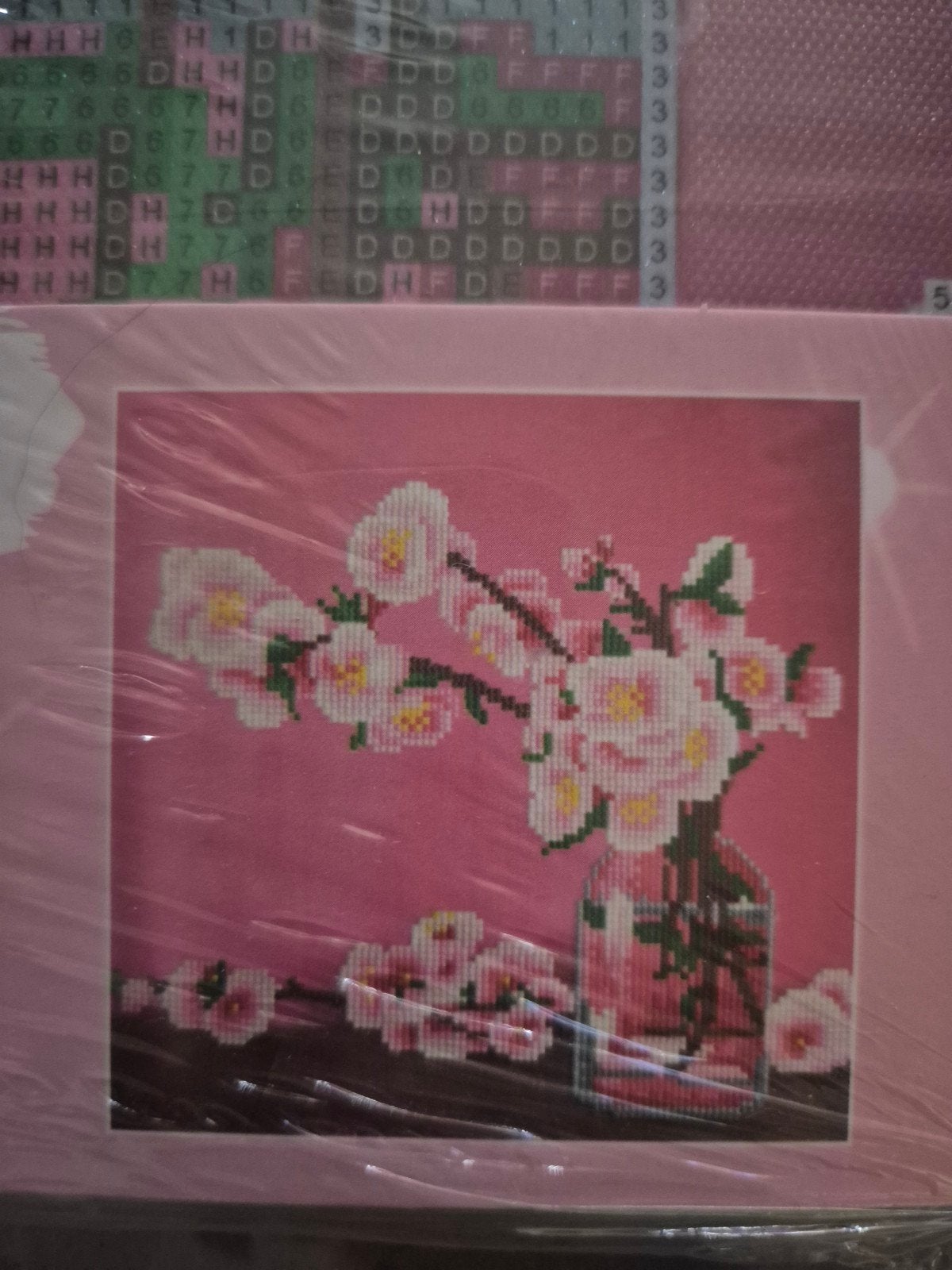 Diamond Painting Canvas - Roze Bloesem 30x30 cm, Diamond painting, Nieuw, Natuur en Bloemen, Overige merken