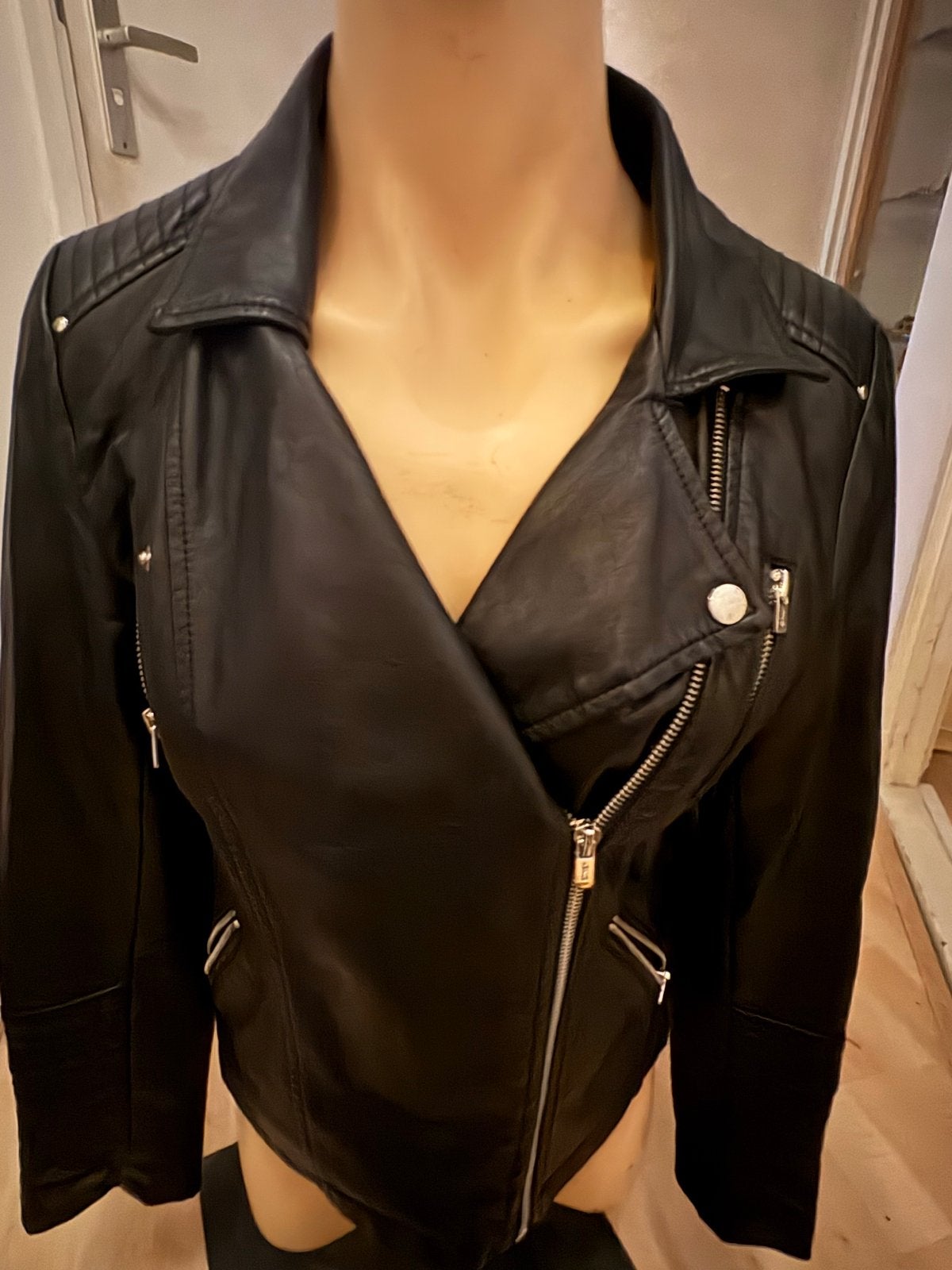 Only Zwart imitatie Leren Bikerjack Maat 36 (S), Ophalen of Verzenden, Zo goed als nieuw, Maat 36 (S), Zwart