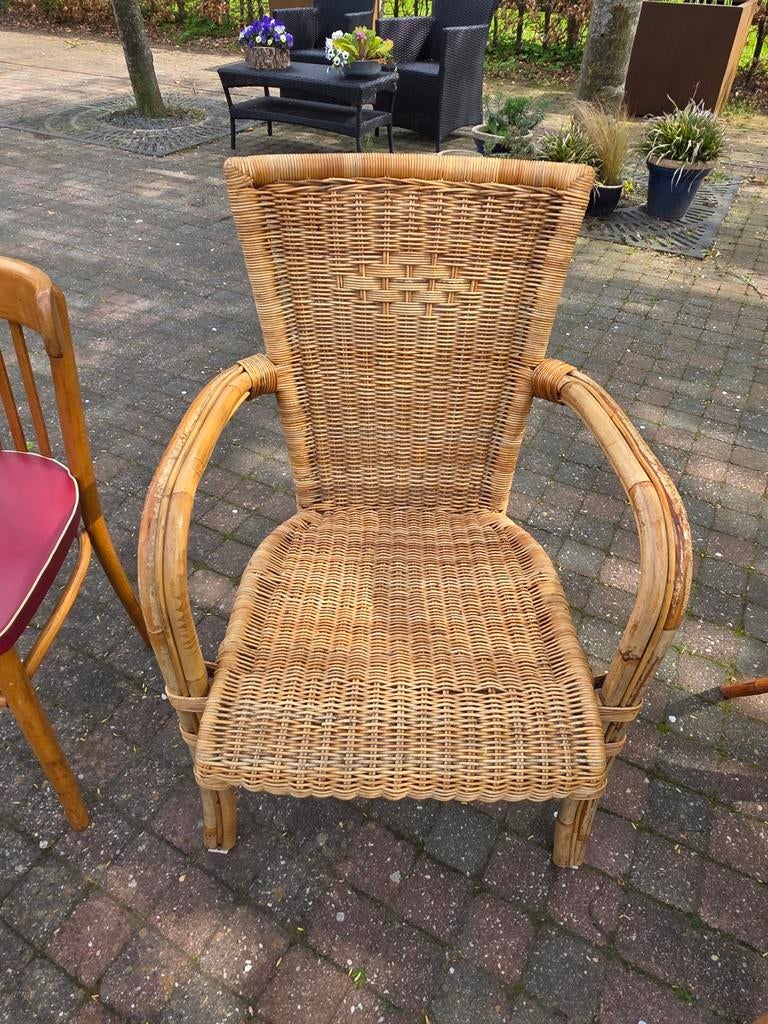 Rieten stoel, Huis en Inrichting, Stoelen, Ophalen, Gebruikt, Bruin, Eén