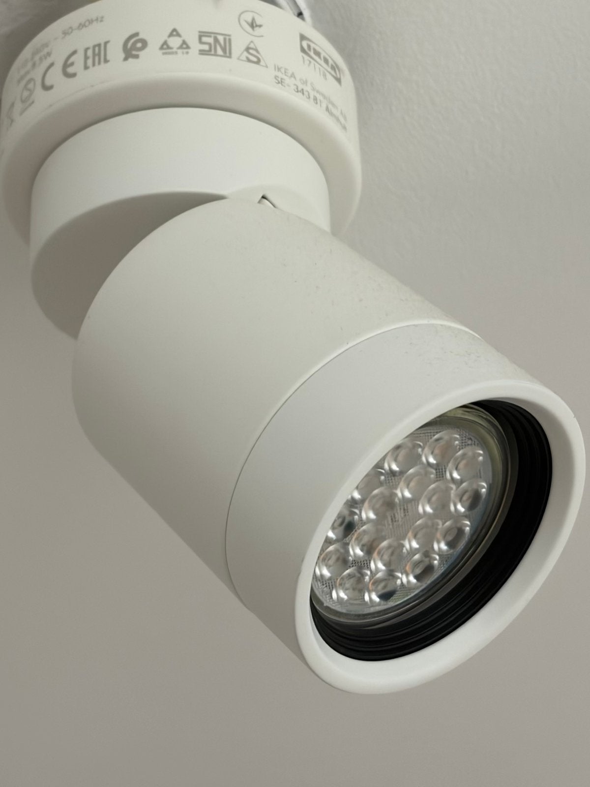 4x IKEA NYMÅNE White Adjustable Ceiling Spotlights, Ophalen, Verstelbaar, GU10, Opbouwspot