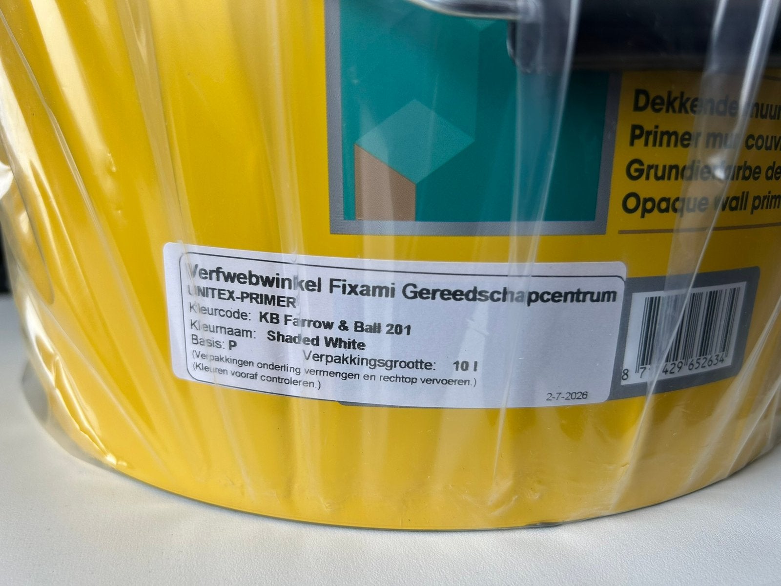 10l SPS Unitex-primer Farrow & Ball Shaded White 201, Ophalen, Beige, Nieuw, Verf
