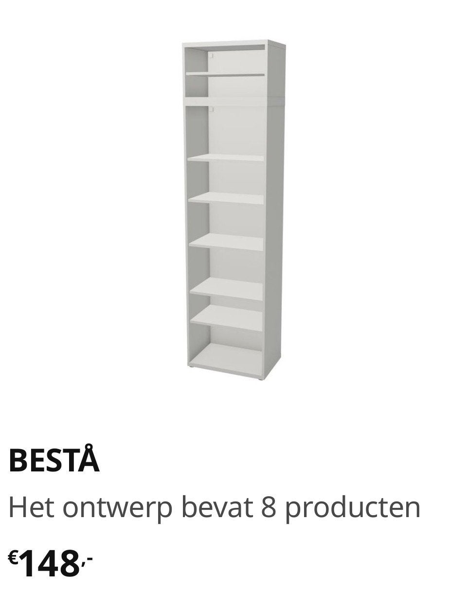 Ikea Besta Witte kast met bovenkast, Ophalen of Verzenden, Zo goed als nieuw