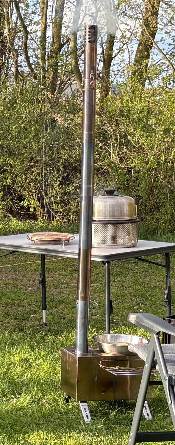 RVS Camping Tent Kachel - Koken & Efficiënt Houtverbruik, Ophalen, Zo goed als nieuw