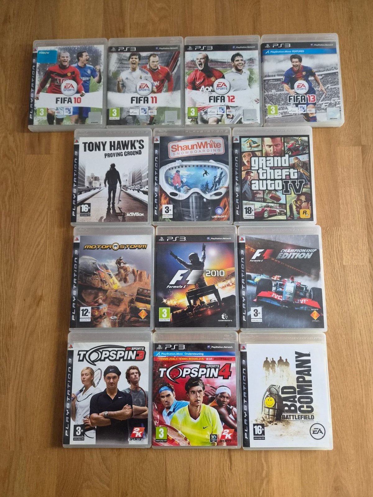 PS3 Spellen Set - FIFA, GTA, Tony Hawk's, F1, Top Spin, Verzenden