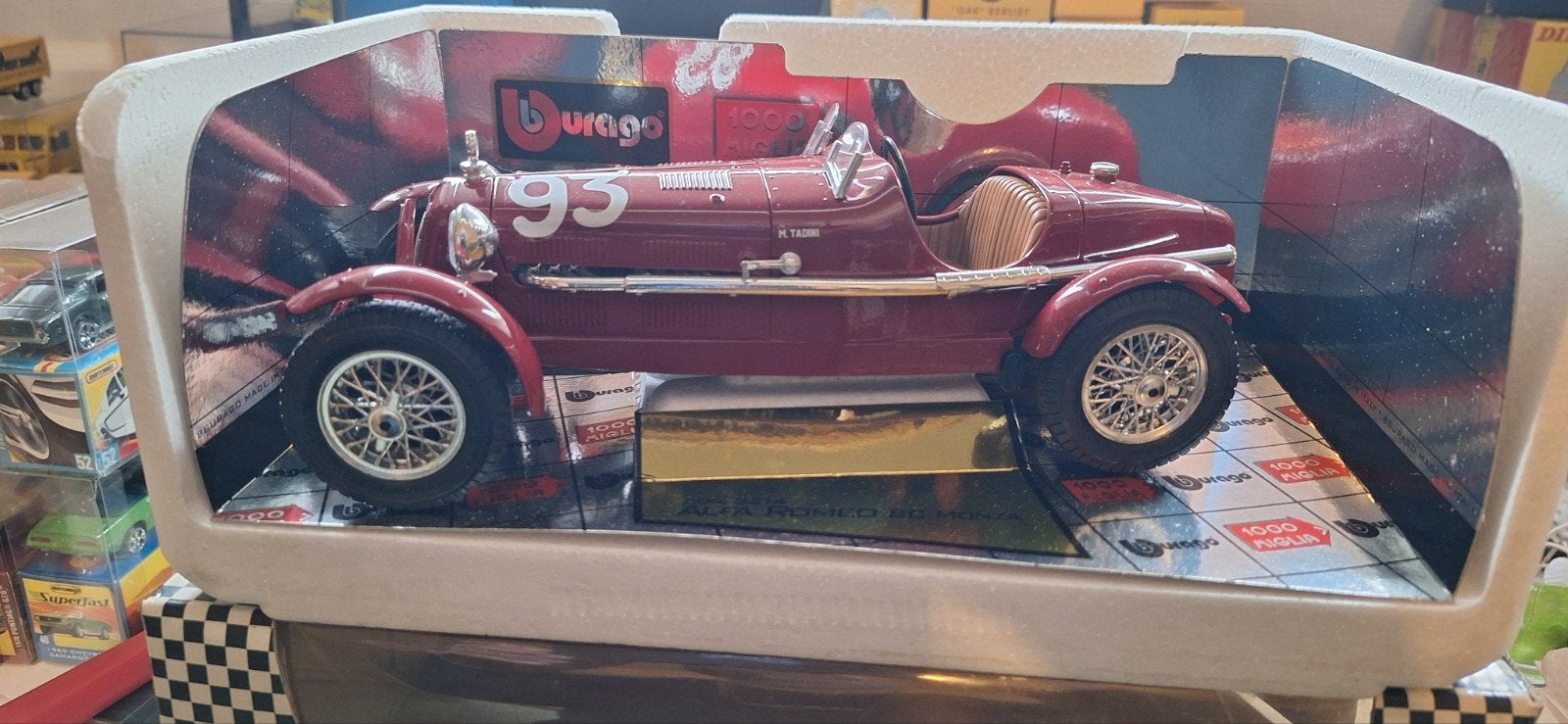 Burago Alfa Romeo 8C Monza (1931) 1000 Miglia 1:18, Ophalen of Verzenden, Zo goed als nieuw, Auto, Bburago