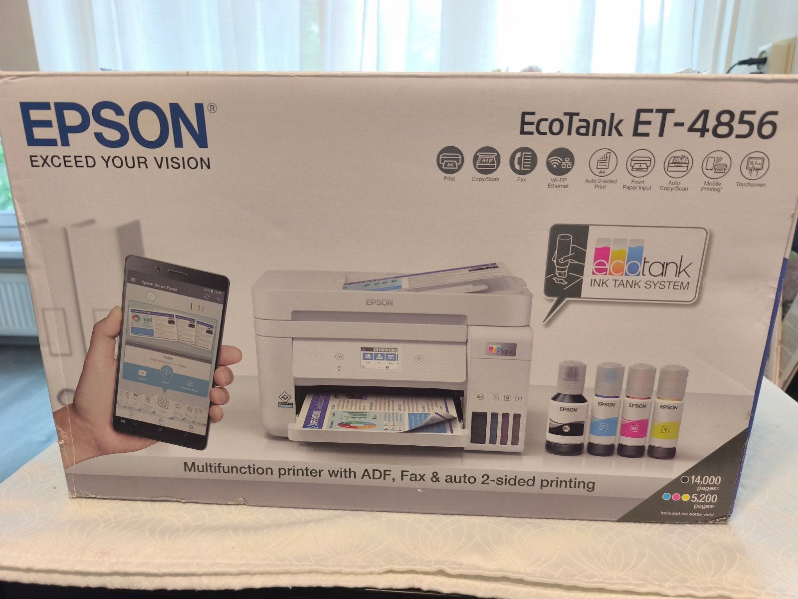 Epson EcoTank ET-4856 als nieuw met extra inktflessen, All-in-one, Draadloos, Ophalen of Verzenden, Zo goed als nieuw