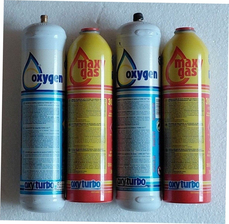 Gas en zuurstofflessen voor mini autogeen set, Ophalen of Verzenden, Nieuw