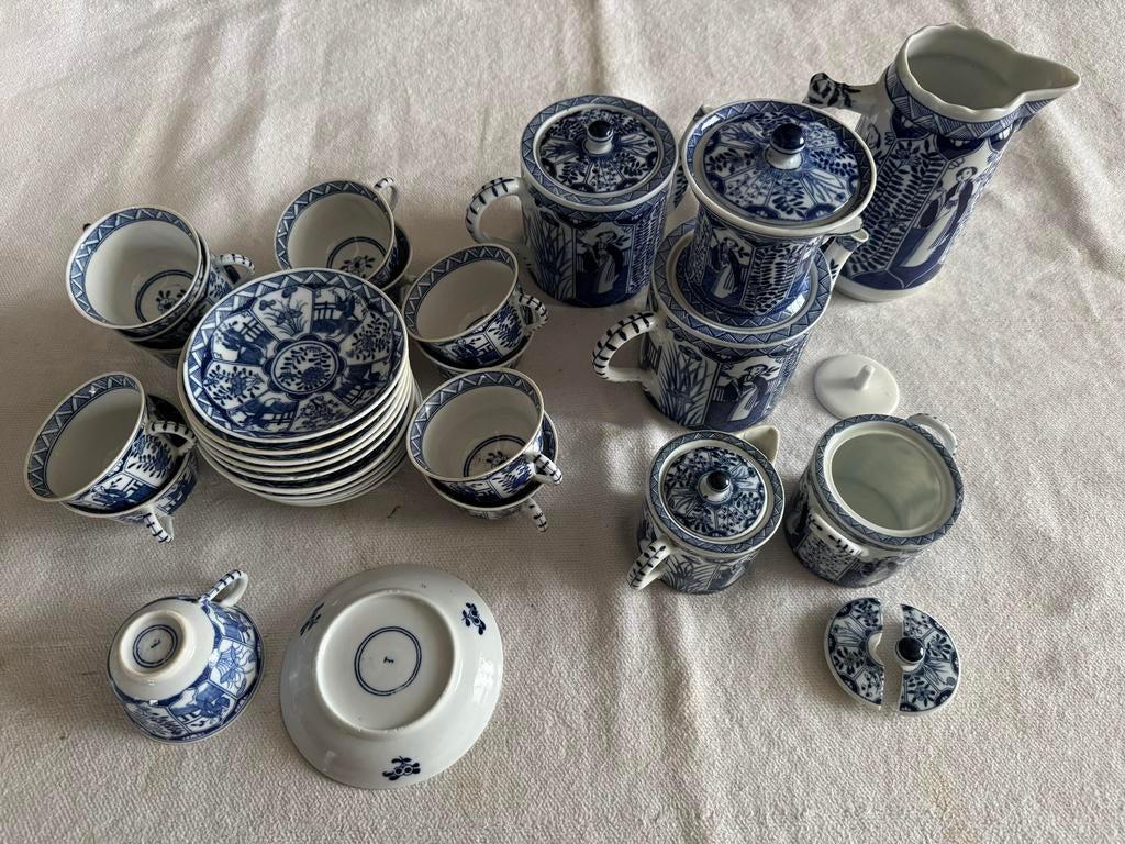 Antiek Chinees Porseleinen Servies - Blauw/Wit, Antiek en Kunst, Antiek | Servies los, Ophalen of Verzenden