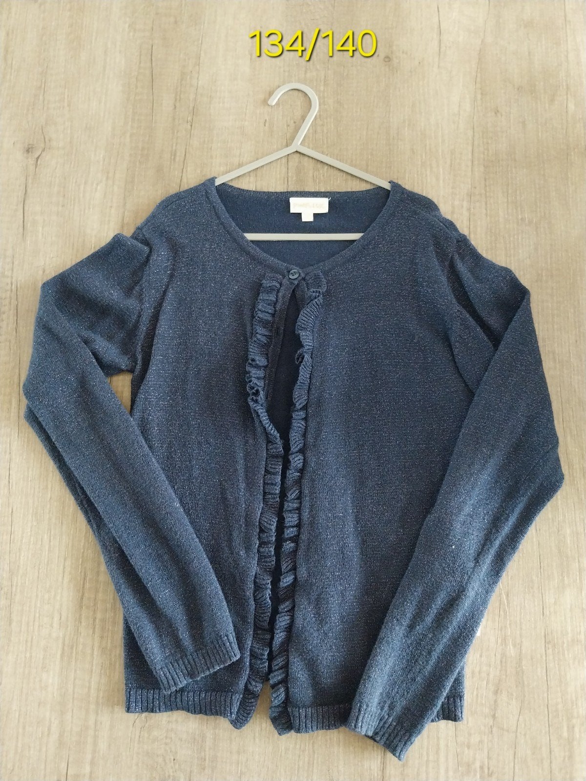 donkerblauw glitter vestje maat 134 140 meisje, Ophalen of Verzenden, Zo goed als nieuw, Meisje, Trui of Vest