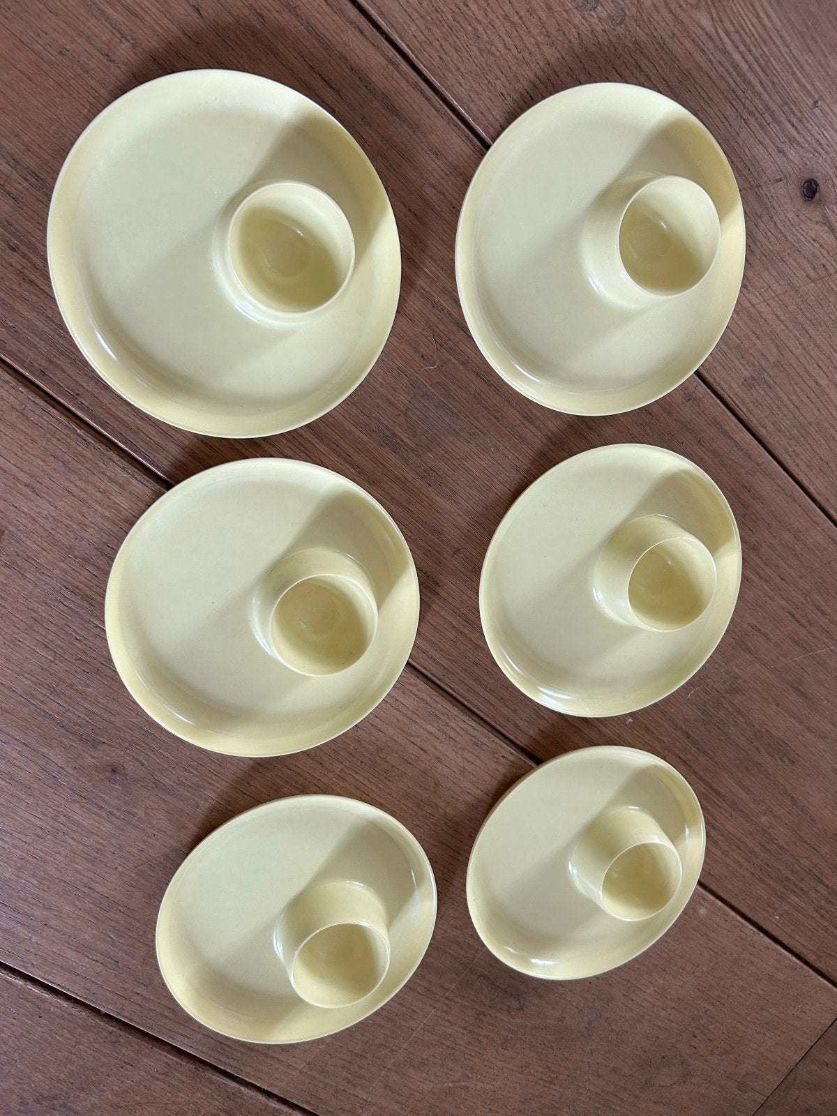 Set van 6 vintage melamine eierdopjes - Elysée Frankrijk, Ophalen of Verzenden