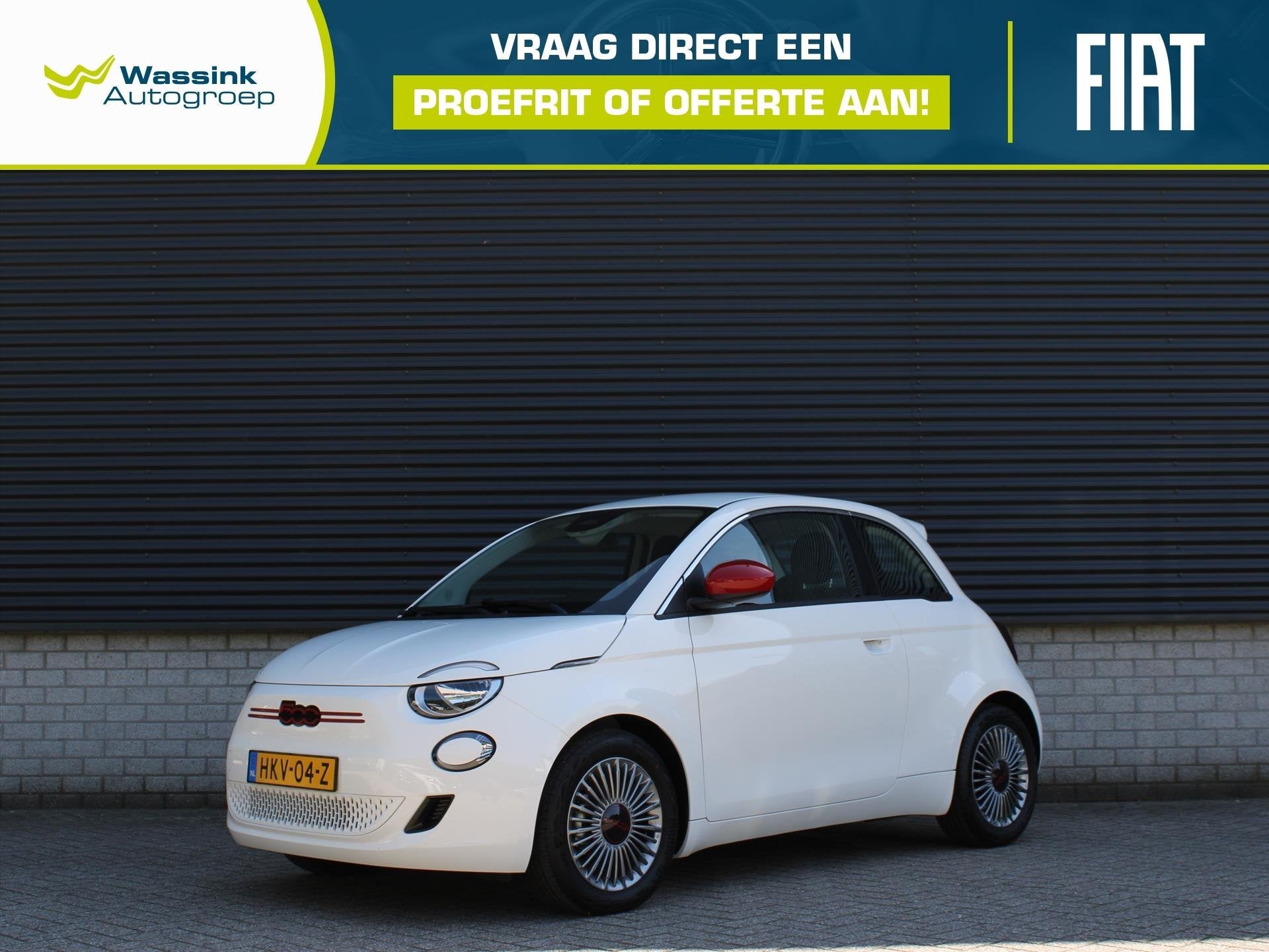 Fiat 500 24kWh 95pk Red I Pack Comfort I Pack Style I Naviga, Stof, Zwart, 95 pk, Wit