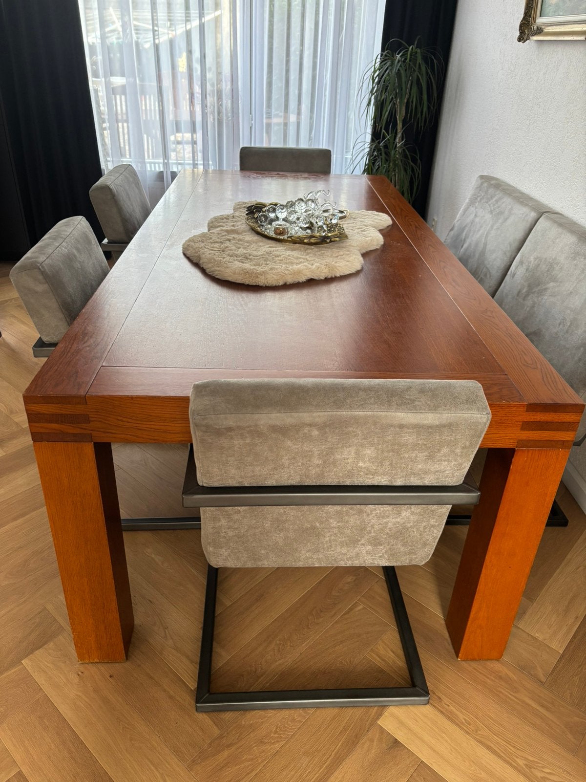 Eetkamertafel van kersenhout, Ophalen, 100 tot 150 cm, 200 cm of meer, Zo goed als nieuw