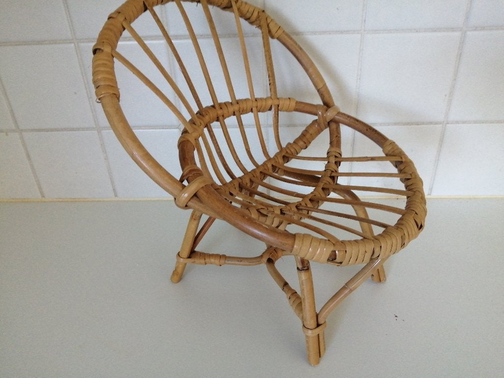 vintage retro popen stoel rotan, Ophalen of Verzenden, Gebruikt, Accessoires