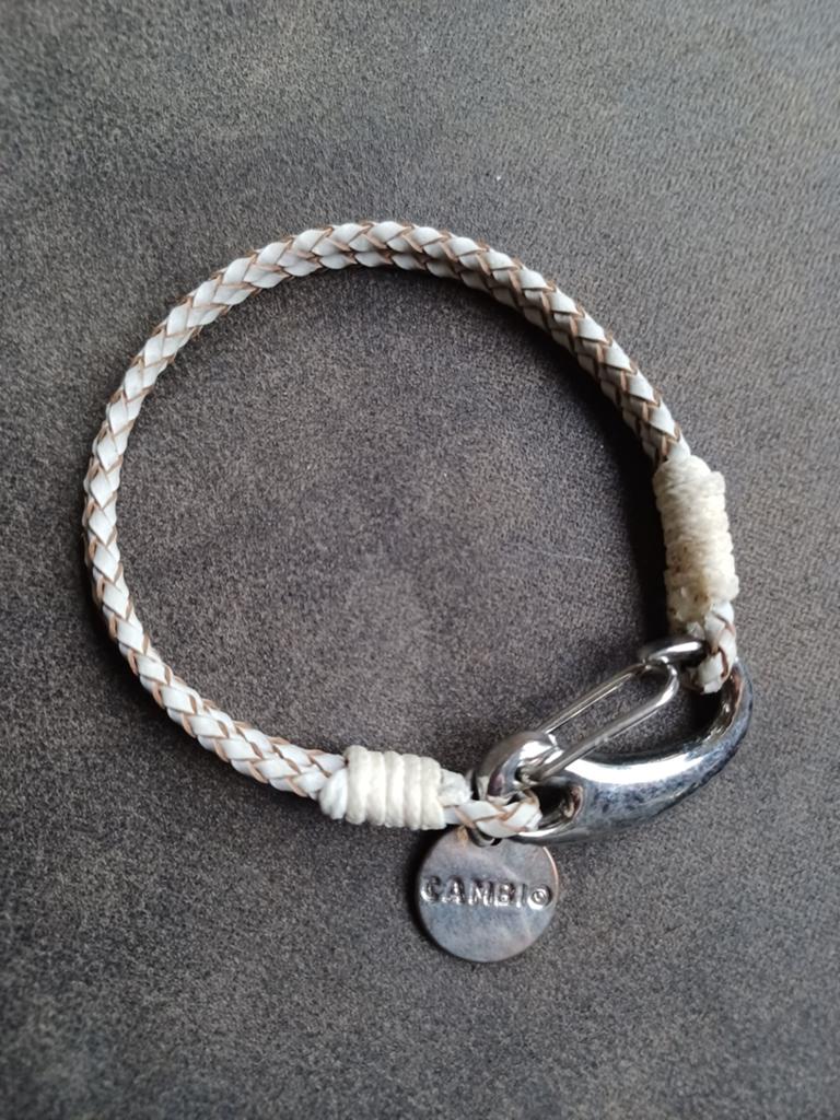 Mi Moneda Cambio armband"., Sieraden, Tassen en Uiterlijk, Gebruikt, Wit, Leer, Ophalen of Verzenden