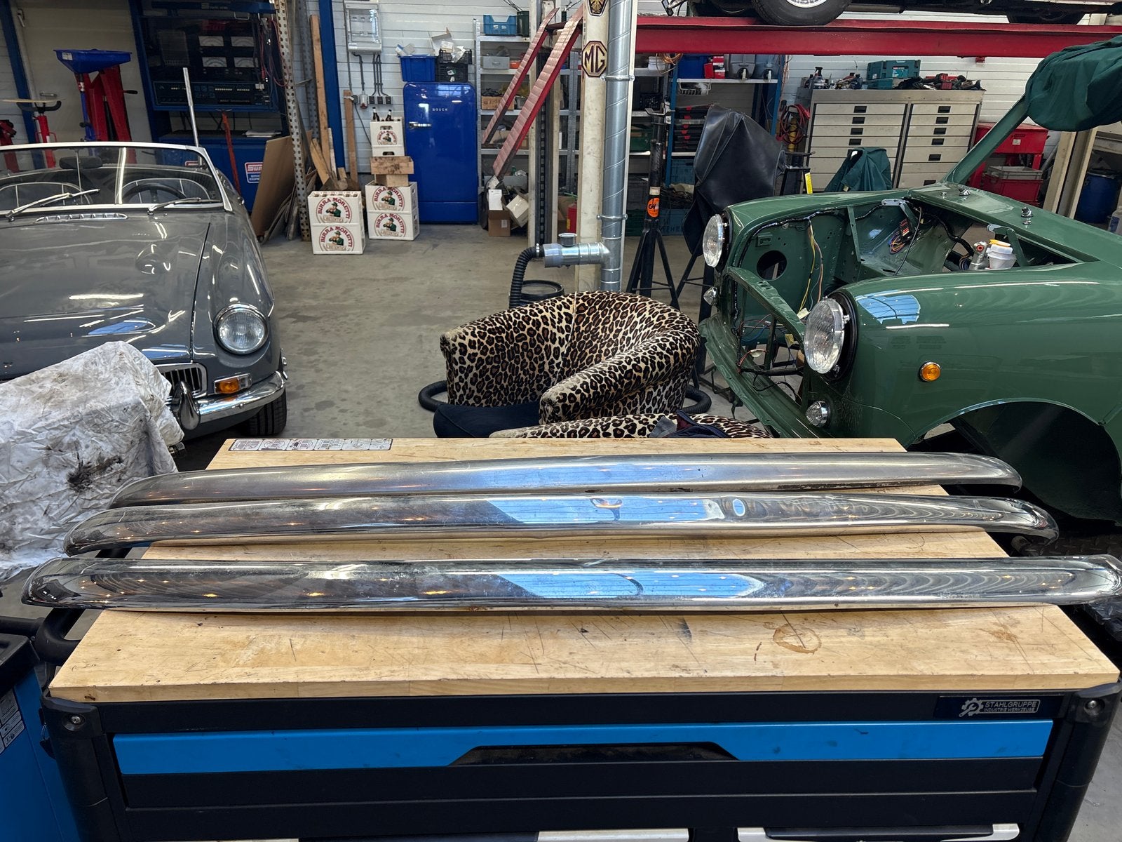 Set van 3 chromen bumpers voor classic mini, Gebruikt, Voor, Ophalen of Verzenden, Bumper