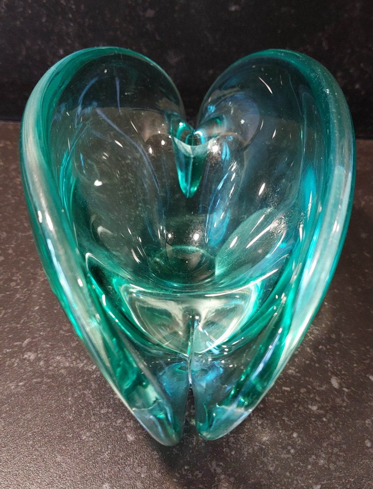Schaal Murano groen glas Oester retro design vintage, Antiek en Kunst, Antiek | Glas en Kristal, Ophalen of Verzenden