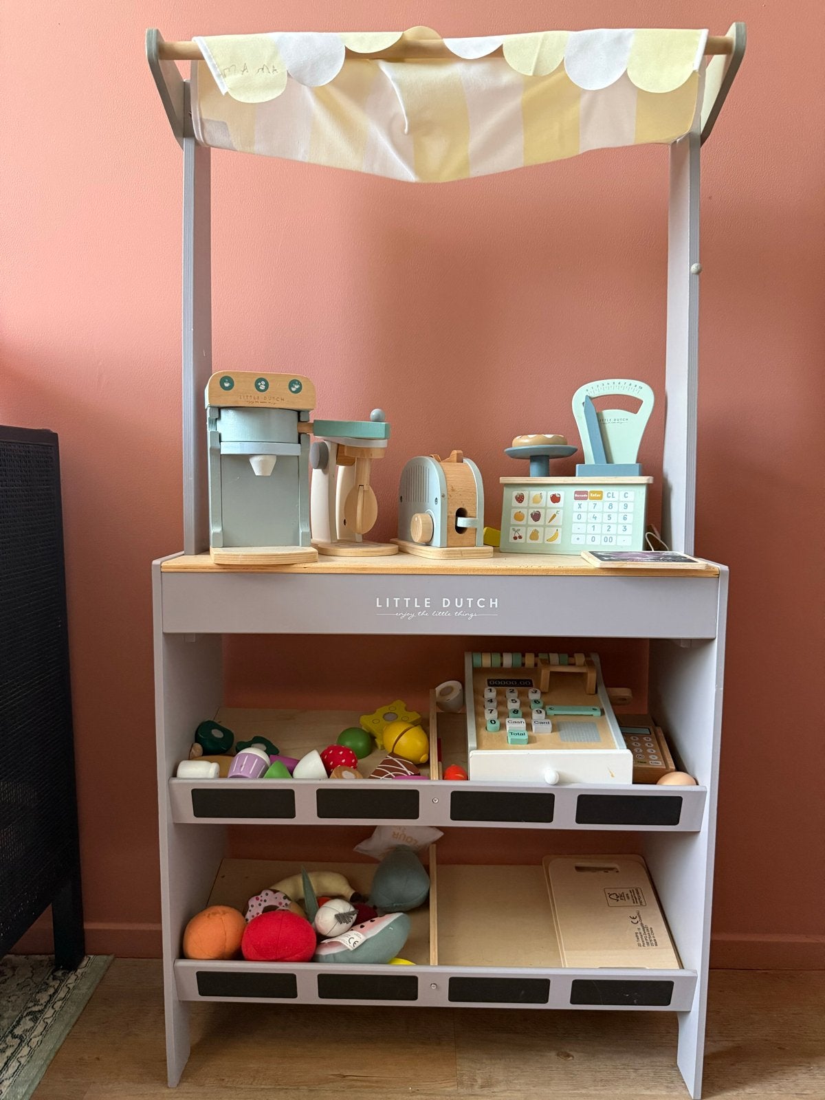 Little Dutch Houten Marktkraam met Accessoires, Ophalen, Zo goed als nieuw, Jongen of Meisje