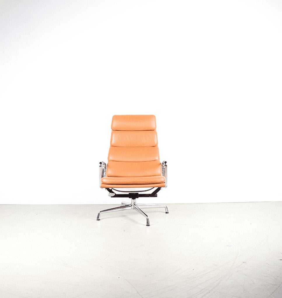 Vitra Eames EA 222 Fauteuil Cognac Leer - Chroom + EA 223 Ho, Huis en Inrichting, Fauteuils, Niet ingevuld, Nieuw, Niet ingevuld
