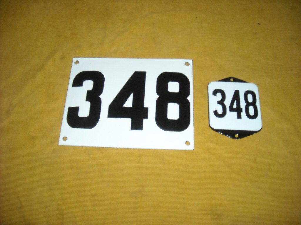 oud emaille huisnummer 348 ook 349 350 351 352 353 354 355 9, Ophalen of Verzenden