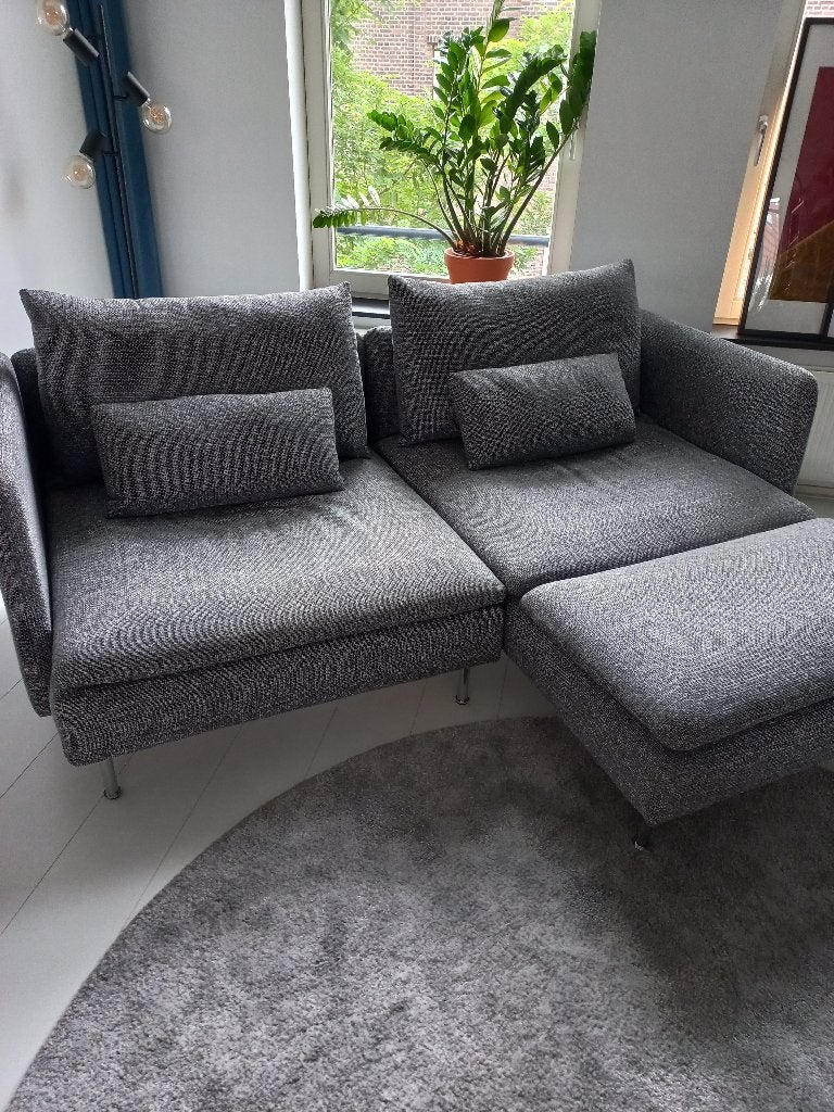 IKEA Söderhamn tweezits met chaise longue grijs gemeleerd, Ophalen, Gebruikt, 125 tot 150 cm, Hout