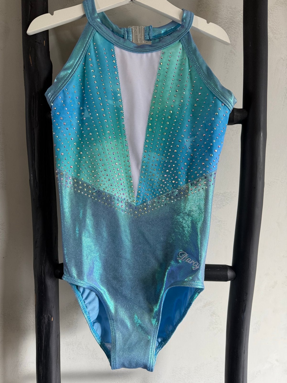 Darcy Leotards • maat AXS (134/140), Sport en Fitness, Blauw, Zo goed als nieuw, Turnpak(je), Kindermaat 122 t/m 140