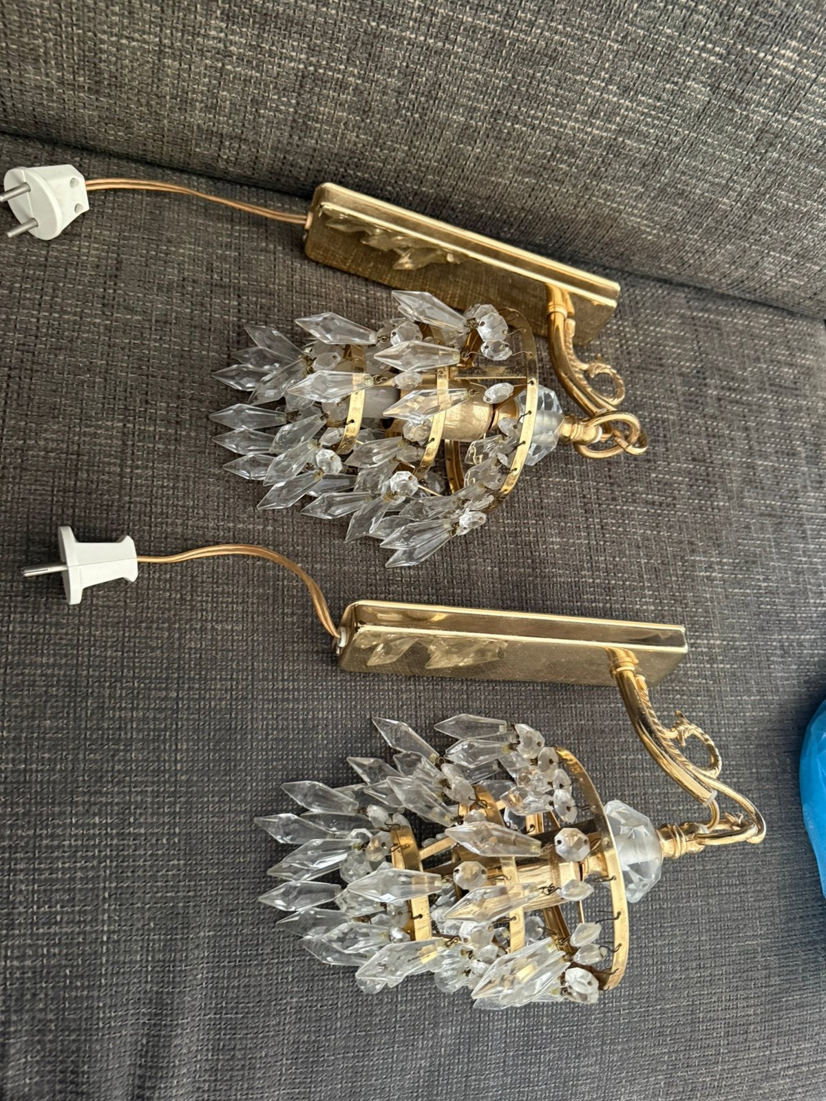 2 vintage ?  antieke ? kristallen ? wandlamen, Antiek en Kunst, Ophalen of Verzenden