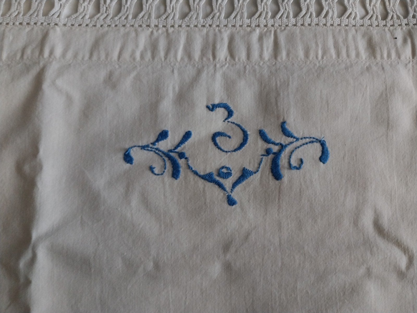 Oude, Zweedse Kussensloop met Monogram van Tante Brocante, Ophalen of Verzenden