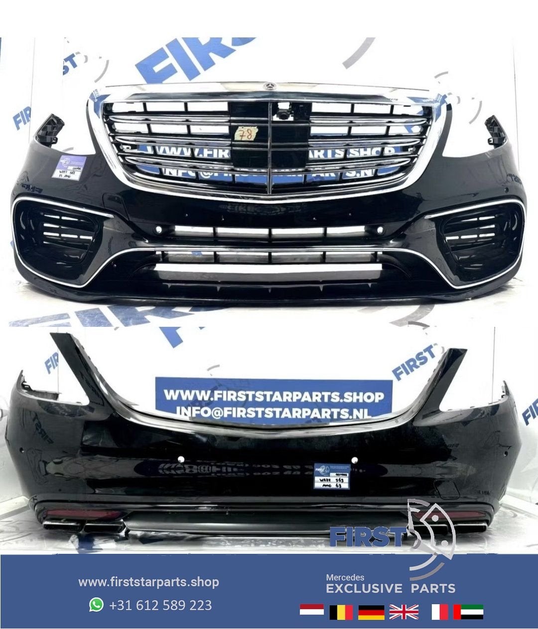 W222 S63 AMG PAKKET FACELIFT VOORBUMPER + ACHTERBUMPER COMPL, Auto-onderdelen, Gebruikt, -, Ophalen of Verzenden, Bumper
