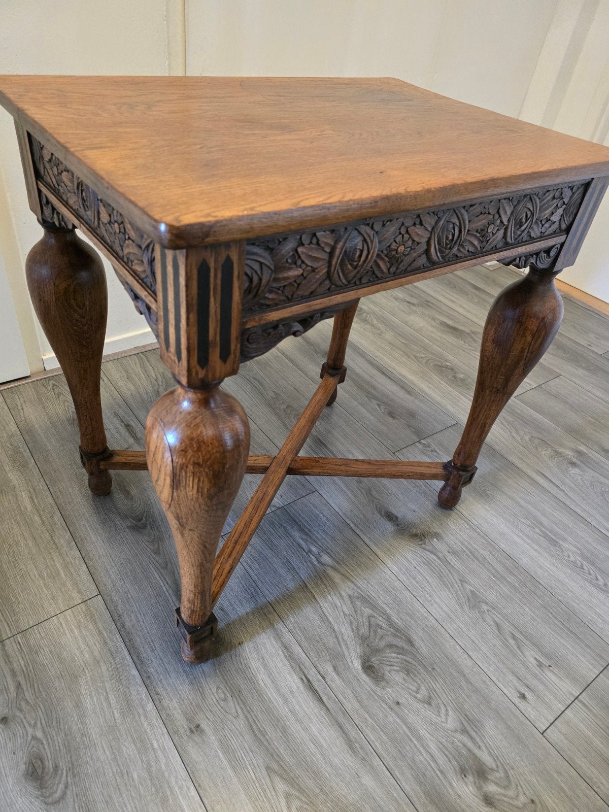 Antiek massief eiken bijzettafel / haltafel ca. 1900 – rijk, Ophalen