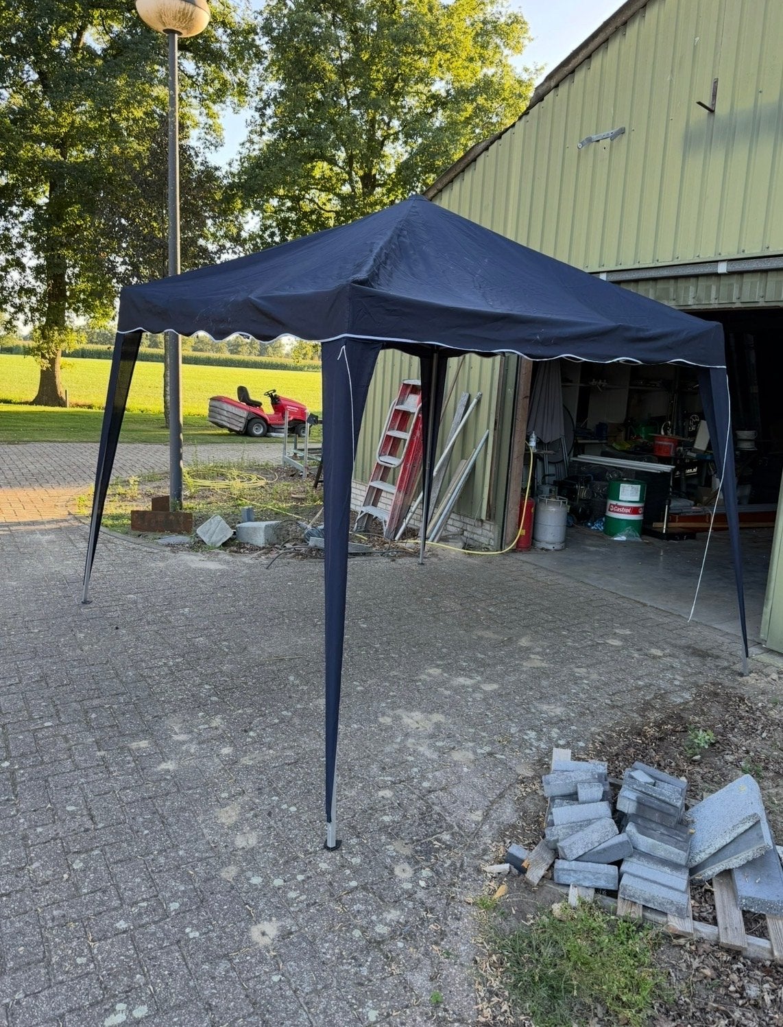 - Easy up partytent Blauw/Ecru/geoen 50 stuks, Ophalen, Gebruikt, Partytent, Minder dan 4 meter