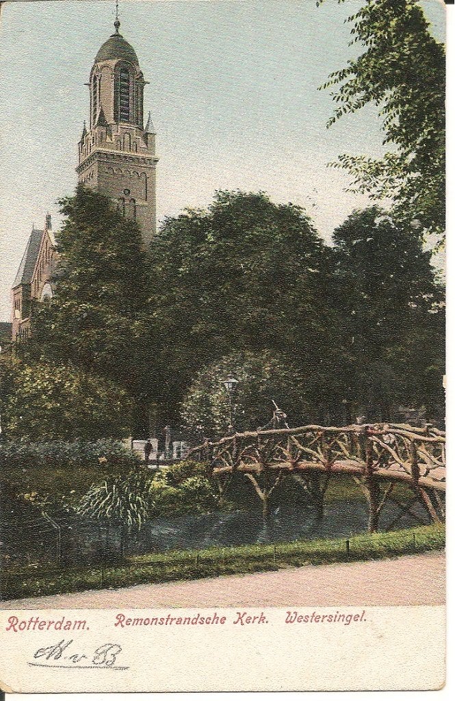 Oude Ansichtkaart Rotterdam Remonstrantse Kerk Westersingel, Ophalen of Verzenden, Voor 1920, Gelopen, Zuid-Holland