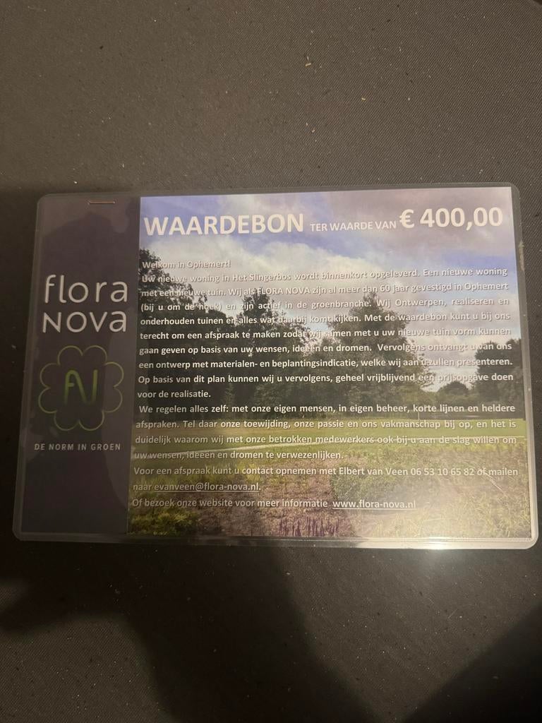 Waardebon van €400.-, Eén persoon, Overige soorten, Warenhuis- of Winkelbon