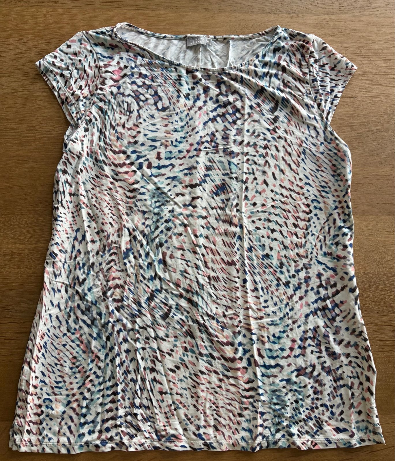 Zomerse top met kleurrijke print No Man’s Land maat M, Maat 38/40 (M), Zo goed als nieuw, Korte mouw, Meerkleurig
