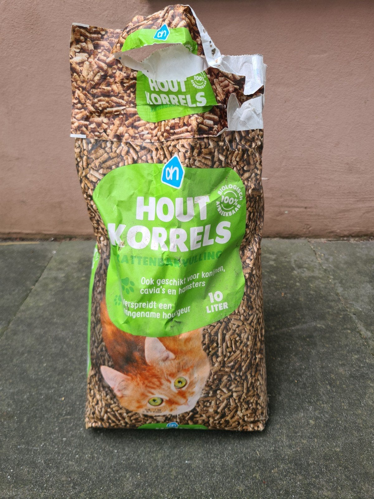 houtkorrels kattenbakvulling, Ophalen