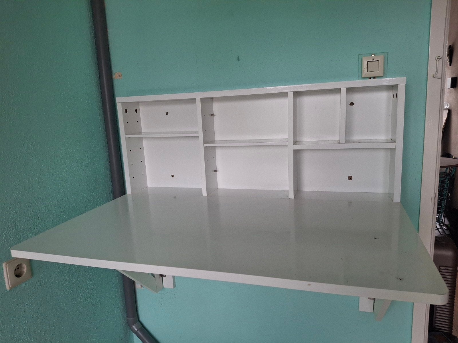 Wandbureau met opbergruimte - Wit, inklapbaar, Huis en Inrichting, Gebruikt, Spaanplaat of MDF, Ophalen of Verzenden, Overige merken