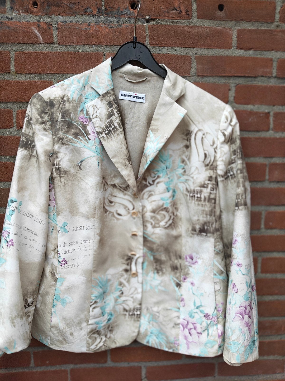 Gerry Weber Jasje - Bloemmotief - Maat 44, Beige, Maat 42/44 (L), Ophalen of Verzenden, Zo goed als nieuw