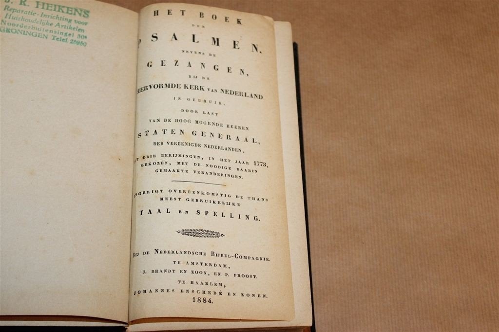 Het Boek der Psalmen — Gezangen Hervormde Kerk 1884, Ophalen of Verzenden