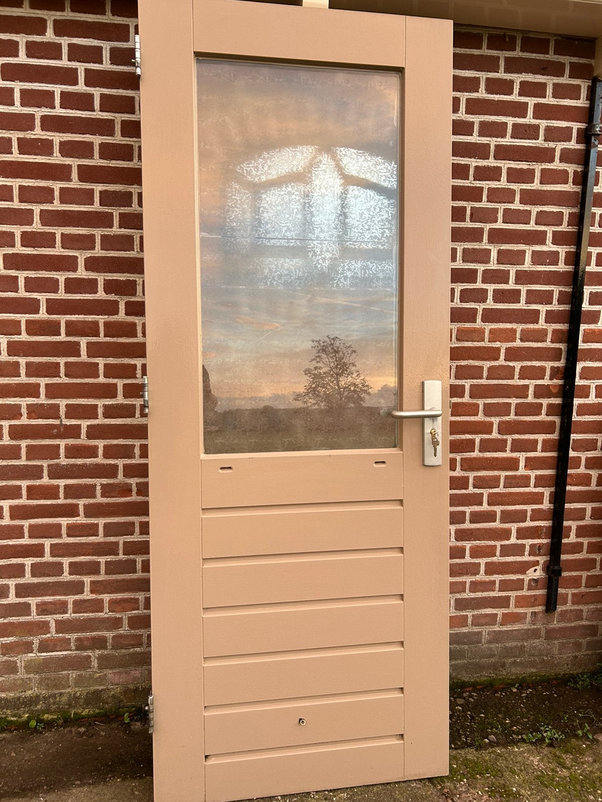 Hardhouten achterdeur 82,8x211,5cm., Doe-het-zelf en Verbouw, Ophalen, 80 tot 100 cm, 200 tot 215 cm, Glas