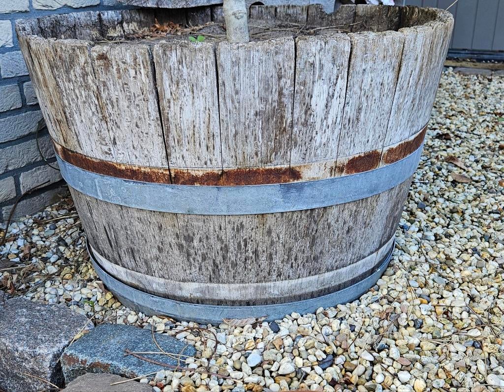 Half wijnvat, Tuin en Terras, Bloembakken en Plantenbakken, Ophalen, Gebruikt, Rond, Hout