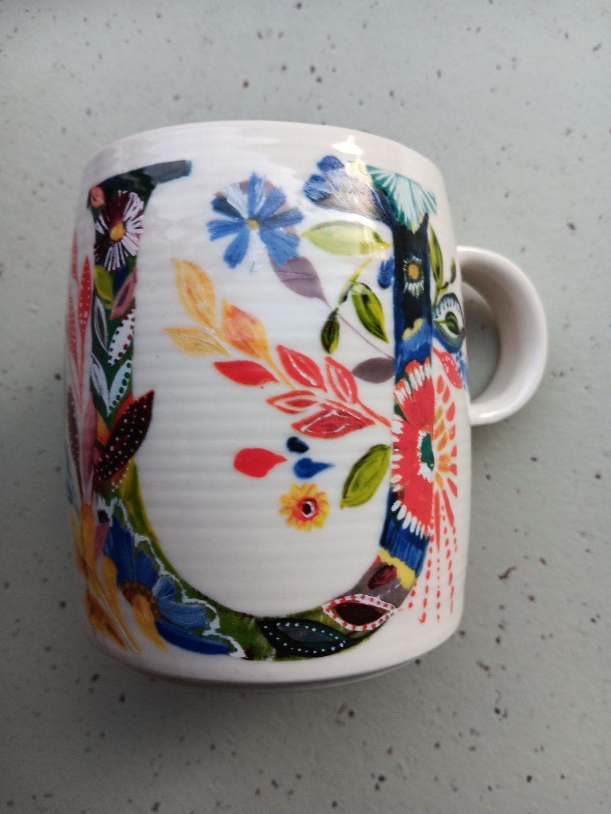 ZGAN Anthropologie Starla Halfmann mok, Keramiek, Ophalen of Verzenden, Zo goed als nieuw, Emma Bridgewater