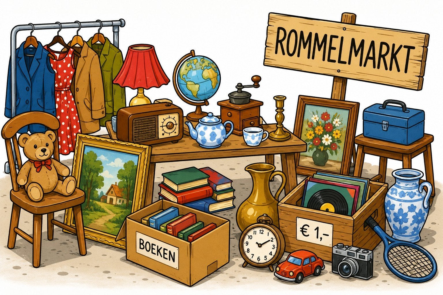 Partij (rommelmarkt)spullen, Ophalen, Gebruikt