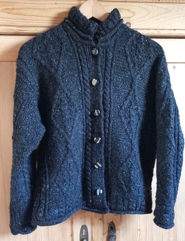 Carraig Donn - Aran 100% wol vest zwart/antraciet S/M, Kleding | Dames, Truien en Vesten, Maat 38/40 (M), Carraig Donn - Aran